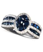 Bella Bleu By Effy Blue And White Diamond Circle Ring (1-3/8 Ct. T.w.) In 14k White Gold