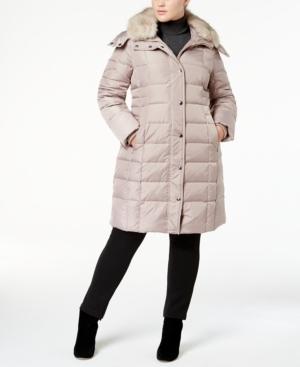 London Fog Plus Size Faux-fur-collar Down Coat