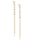 Guess Two-tone Crystal & Ball Chain Linear Drop Earrings