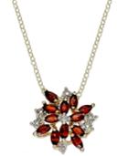 Victoria Townsend 18k Gold Over Sterling Silver Necklace, Garnet (2-3/8 Ct. T.w.) And Diamond Accent Cluster Pendant