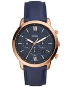 Fossil Men's Chronograph Neutra Navy Leather Strap Watch 44mm