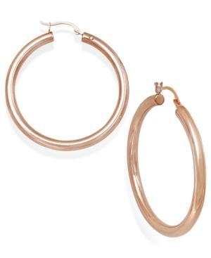 Signature Gold Diamond Accent Hoop Earrings In 14k Rose Gold With Nano Diamond Resin Core