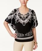 Jm Collection Printed Studded Top, Created For Macy's