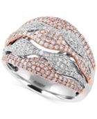 Pave Rose By Effy Diamond Wave Ring (1 Ct. T.w.) Ring In 14k White And Rose Gold