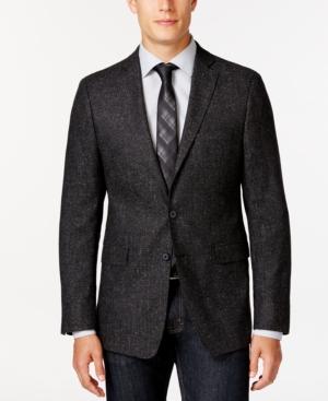 Calvin Klein Slim-fit Black And White Dotted Plaid Sport Coat