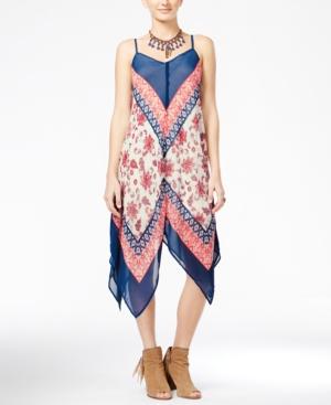 As U Wish Juniors' Printed Asymmetrical-hem Maxi Dress