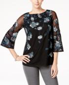 Charter Club Embroidered Floral Mesh Top, Created For Macy's