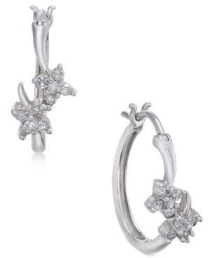 Diamond Floral Cluster Hoop Earrings (1/4 Ct. T.w.) In Sterling Silver