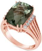 Green Quartz (7 Ct. T.w.) & Diamond (1/5 Ct. T.w.) Ring In 14k Rose Gold