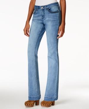 Earl Jeans Braided-pocket Flared Medium Blue Wash Jeans