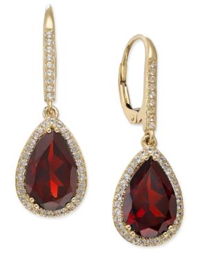 Garnet (2-3/4 Ct. T.w.) And White Sapphire (1/4 Ct. T.w.) Pear Drop Earrings In 14k Gold