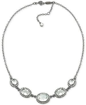 Carolee Hematite-tone Clear Crystal Frontal Necklace