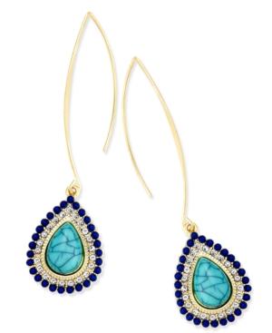 Thalia Sodi Gold-tone Blue Stone And Crystal Wire Drop Earrings, Only At Macy's