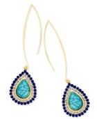 Thalia Sodi Gold-tone Blue Stone And Crystal Wire Drop Earrings, Only At Macy's