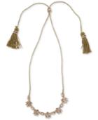 Marchesa Gold-tone Pave & Pink Stone Corded Slider Necklace