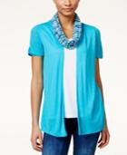 Ny Collection Petite Layered-look Top And Scarf