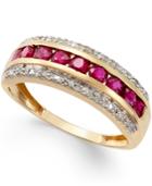 Ruby (3/4 Ct. T.w.) And Diamond Accent Band In 14k Gold