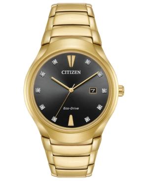 Citizen Eco-drive Men's Diamond-accent Gold-tone Stainless Steel Bracelet Watch 40mm