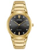 Citizen Eco-drive Men's Diamond-accent Gold-tone Stainless Steel Bracelet Watch 40mm