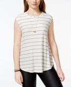 One Clothing Juniors' Striped Waffle-knit Tank Top