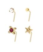 Bodifine 9 Carat Gold Pearl And Shaped Nose Studs