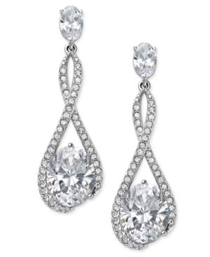 Danori Silver-tone Looped Pave Center Crystal Drop Earrings