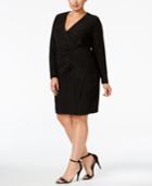 Calvin Klein Plus Size Sparkle Ruched Faux-wrap Dress