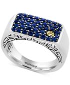 Effy Men's Sapphire Ring (1-3/8 Ct. T.w.) In Sterling Silver And 18k Gold