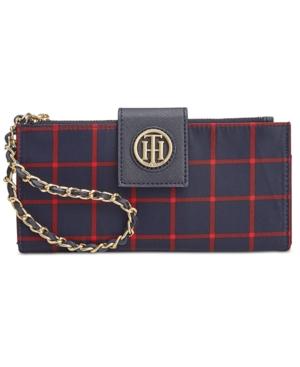 Tommy Hilfiger Plaid Nylon Chain Wristlet Wallet