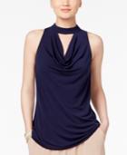 Ny Collection Choker Draped Cutout Top