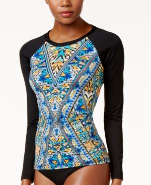 Bar Iii Monarchy Printed Rash Guard, Only At Macy's Women's Swimsuit