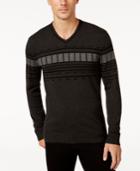 Alfani Men's V-neck Geometric Striped Sweater, Regular Fit