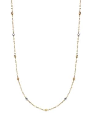 14k Tri-tone Beaded Station Chain 16 Necklace