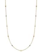 14k Tri-tone Beaded Station Chain 16 Necklace