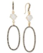 Inc International Concepts Gold-tone White Crystal Black Pave Drop Earrings, Only At Macy's
