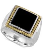 Gento By Effy Onyx Square Ring (1-1/2 Ct. T.w.) In 14k Gold And Sterling Silver