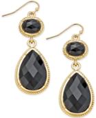 Inc International Concepts Gold-tone Jet Stone Drop Earrings, Only At Macy's