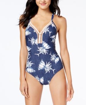 Roxy Cadaques Floral-print Crochet-trim One-piece Swimsuit Women's Swimsuit