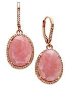 14k Rose Gold Over Sterling Silver Earrings, Pink Opal (9-1/5 Ct. T.w.) And Diamond (1/6 Ct. T.w.) Earrings
