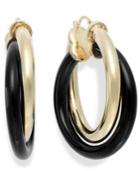 Signature Gold Onyx Twist Hoop Earrings In 14k Gold (25-3/4 Ct. T.w.)