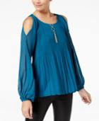 One Hart Juniors' Pleated Cold-shoulder Top, Created For Macy's