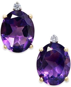 Amethyst (4-1/2 Ct. T.w.) And Diamond Accent Stud Earrings In 14k Gold