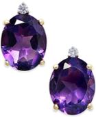 Amethyst (4-1/2 Ct. T.w.) And Diamond Accent Stud Earrings In 14k Gold