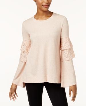Style & Co Lace Ruffle Sweatshirt, Created For Macy's