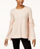 Style & Co Lace Ruffle Sweatshirt, Created For Macy's