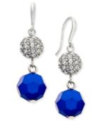 Charter Club Silver-tone Crystal Fireball And Blue Faceted Bead Drop Earrings, Only At Macy's
