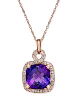 Amethyst (6-7/8 Ct. T.w.) And Diamond (1/3 Ct. T.w.) Pendant Necklace In 14k Rose Gold