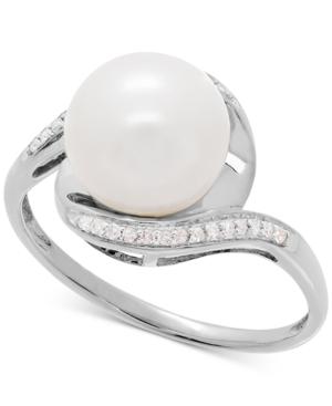 Honora Style Cultured Freshwater Pearl (9mm) & Diamond Accent Ring In 14k White Gold