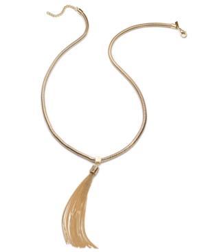 Inc International Concepts 14k Gold-plated Snake Chain And Tassel Necklace