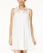Joe & Elle Juniors' Lace-yoke Button-front Shift Dress